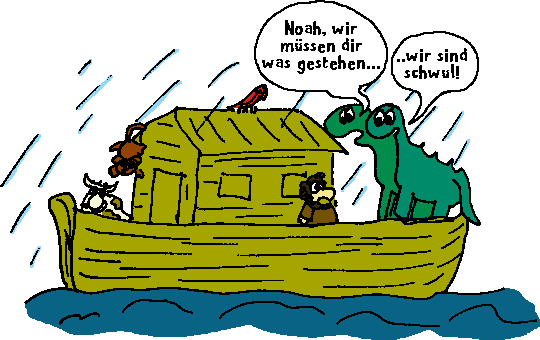 Schwules Dinosaurierprchen auf Noahs Arche