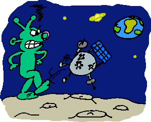 Alien kicking terranian trash probes away